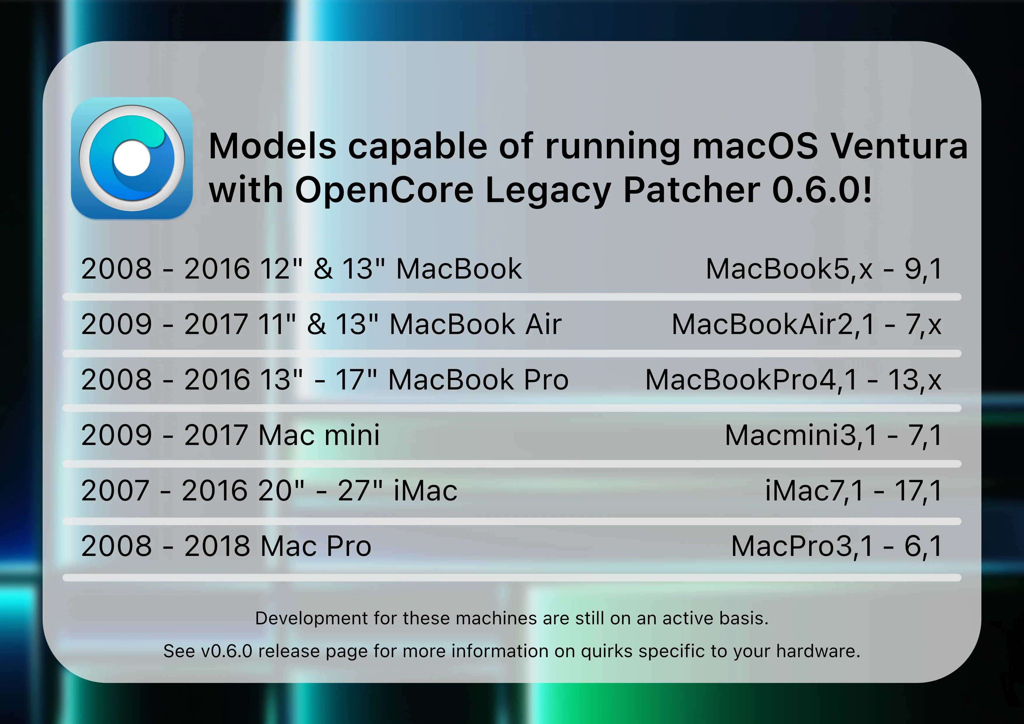 OpenCore Legacy Patcher Ventura support