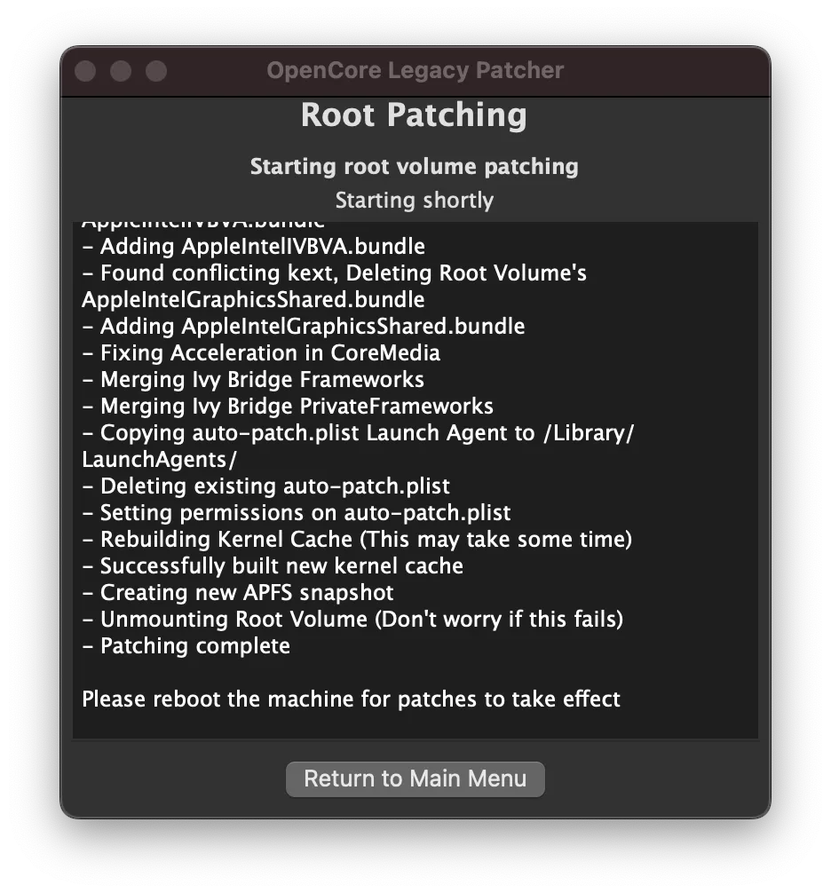 Root patching finished