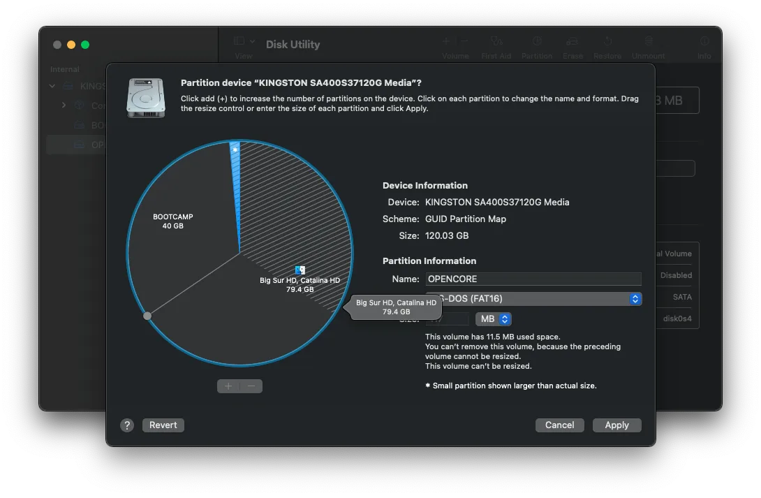 Separate OpenCore partition for Windows